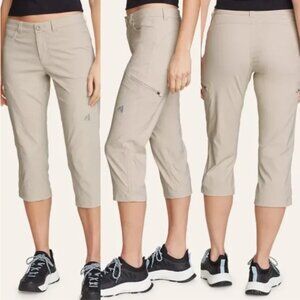 Eddie Bauer 6P Guide Cargo Capri Pants Beige Solid